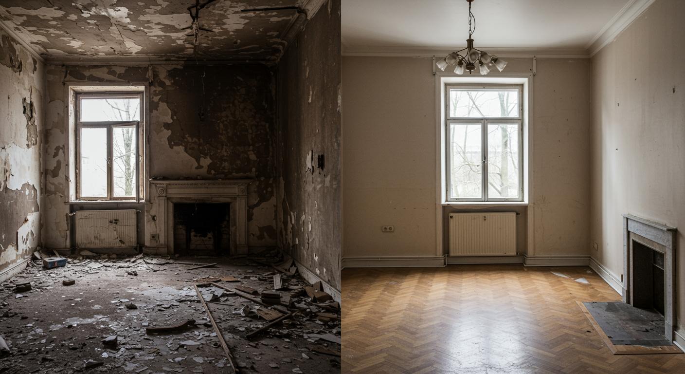 Before and after cleaning transformation